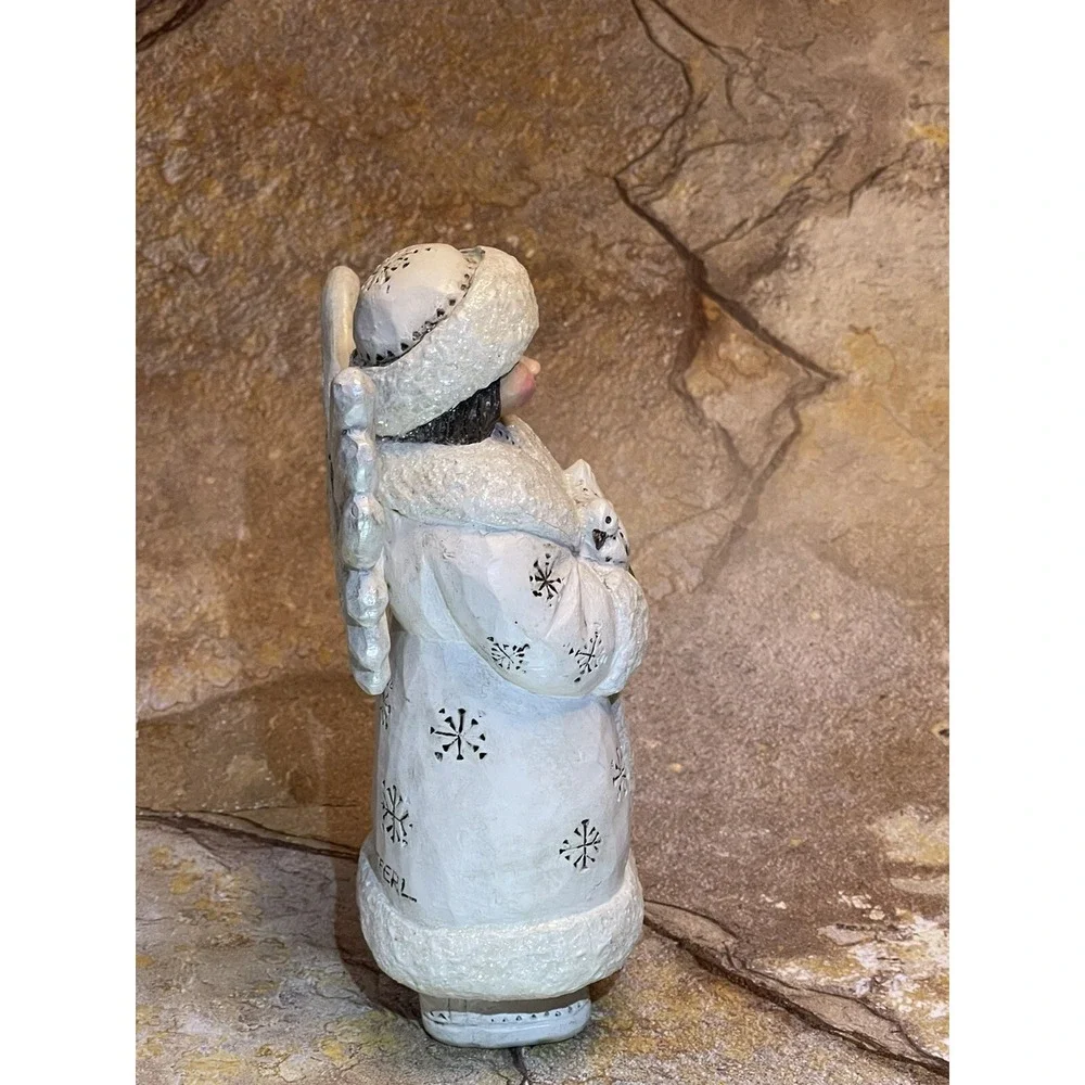 Pam Schifferl White Christmas Folk Art Angel with Dove By Midwest 7